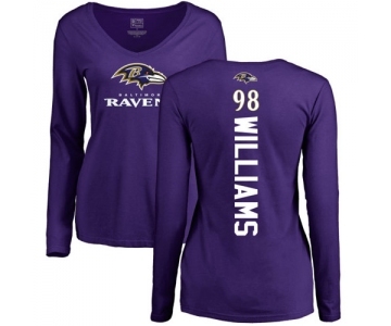 NFL Women's Nike Baltimore Ravens #98 Brandon Williams Purple Backer Long Sleeve T-Shirt