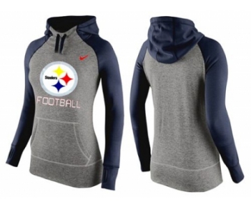 Women Nike Pittsburgh Steelers Performance Hoodie Grey & Dark Blue_1