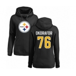 Women's Nike Pittsburgh Steelers #76 Chukwuma Okorafor Black Name & Number Logo Pullover Hoodie