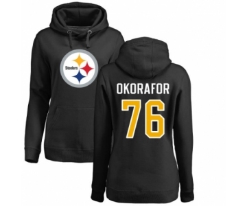 Women's Nike Pittsburgh Steelers #76 Chukwuma Okorafor Black Name & Number Logo Pullover Hoodie