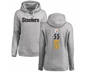 Women's Pittsburgh Steelers #55 Devin Bush Ash Backer Pullover Hoodie