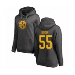 Women's Pittsburgh Steelers #55 Devin Bush Ash One Color Pullover Hoodie