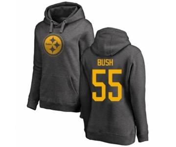 Women's Pittsburgh Steelers #55 Devin Bush Ash One Color Pullover Hoodie
