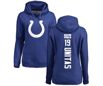 Football Women's Indianapolis Colts #19 Johnny Unitas Royal Blue Backer Pullover Hoodie