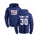 Football New York Giants #30 Antonio Hamilton Royal Blue Name & Number Logo Pullover Hoodie