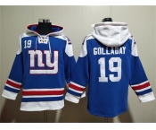 Men's New York Giants #19 Kenny Golladay Blue Lace-Up Pullover Hoodie