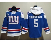 Men's New York Giants #5 Kayvon Thibodeaux Blue Lace-Up Pullover Hoodie
