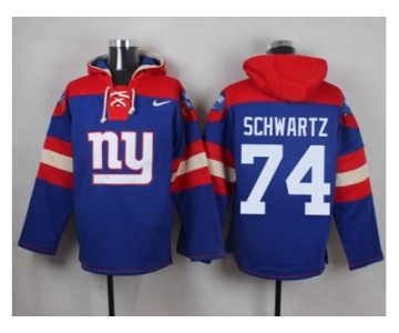 Nike New York Giants #74 Geoff Schwartz Royal Blue Player Pullover NFL Hoodie
