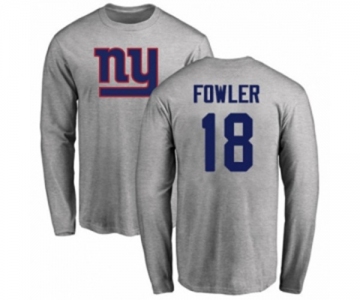 Football New York Giants #18 Bennie Fowler Ash Name & Number Logo Long Sleeve T-Shirt