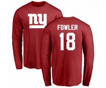 Football New York Giants #18 Bennie Fowler Red Name & Number Logo Long Sleeve T-Shirt