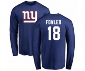 Football New York Giants #18 Bennie Fowler Royal Blue Name & Number Logo Long Sleeve T-Shirt