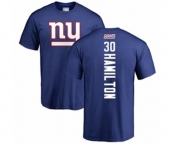 Football New York Giants #30 Antonio Hamilton Royal Blue Backer T-Shirt
