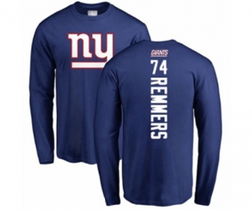 Football New York Giants #74 Mike Remmers Royal Blue Backer Long Sleeve T-Shirt