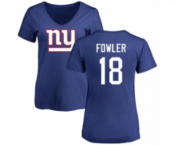 Football Women's New York Giants #18 Bennie Fowler Royal Blue Name & Number Logo T-Shirt