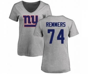 Football Women's New York Giants #74 Mike Remmers Ash Name & Number Logo T-Shirt