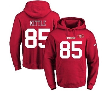 Football Men's San Francisco 49ers #85 George Kittle Red Name & Number Pullover Hoodie