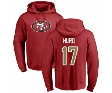 Football San Francisco 49ers #17 Jalen Hurd Red Name & Number Logo Pullover Hoodie