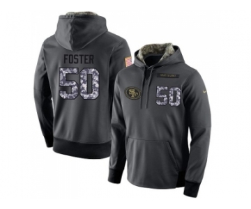 Men San Francisco 49ers #50 Reuben Foster Stitched Black Anthracite Salute to Service Player Performance Hoodie