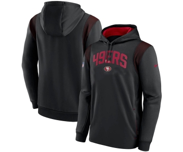 Mens San Francisco 49ers Black Sideline Stack Performance Pullover Hoodie