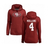 NFL Women's Nike San Francisco 49ers #4 Nick Mullens Red Name & Number Logo Pullover Hoodie