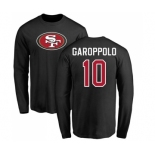 Football San Francisco 49ers #10 Jimmy Garoppolo Black Name & Number Logo Long Sleeve T-Shirt