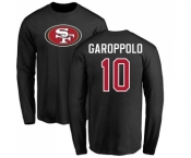 Football San Francisco 49ers #10 Jimmy Garoppolo Black Name & Number Logo Long Sleeve T-Shirt