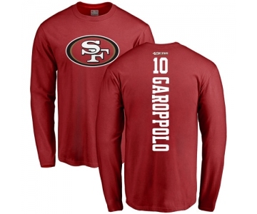 Football San Francisco 49ers #10 Jimmy Garoppolo Red Backer Long Sleeve T-Shirt