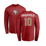 Football San Francisco 49ers #10 Jimmy Garoppolo Red Name & Number Logo Long Sleeve T-Shirt