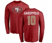 Football San Francisco 49ers #10 Jimmy Garoppolo Red Name & Number Logo Long Sleeve T-Shirt