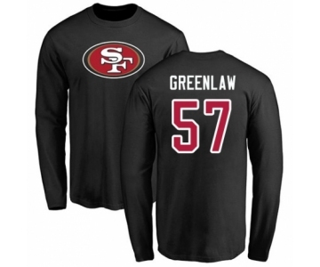 Football San Francisco 49ers #57 Dre Greenlaw Black Name & Number Logo Long Sleeve T-Shirt