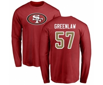 Football San Francisco 49ers #57 Dre Greenlaw Red Name & Number Logo Long Sleeve T-Shirt