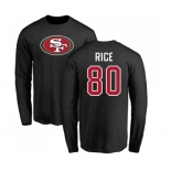 Football San Francisco 49ers #80 Jerry Rice Black Name & Number Logo Long Sleeve T-Shirt