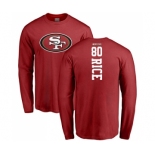 Football San Francisco 49ers #80 Jerry Rice Red Backer Long Sleeve T-Shirt