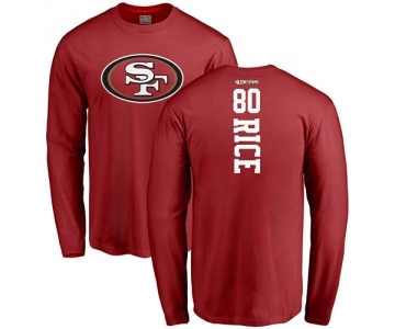 Football San Francisco 49ers #80 Jerry Rice Red Backer Long Sleeve T-Shirt
