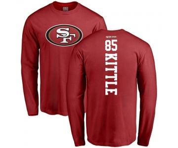 Football San Francisco 49ers #85 George Kittle Red Backer Long Sleeve T-Shirt