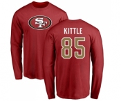 Football San Francisco 49ers #85 George Kittle Red Name & Number Logo Long Sleeve T-Shirt
