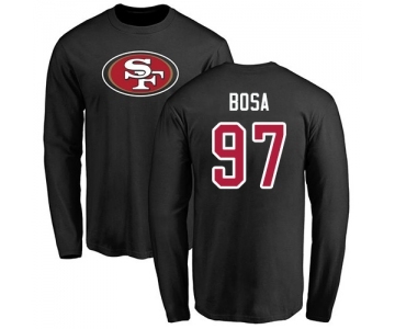 Football San Francisco 49ers #97 Nick Bosa Black Name & Number Logo Long Sleeve T-Shirt