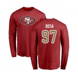 Football San Francisco 49ers #97 Nick Bosa Red Name & Number Logo Long Sleeve T-Shirt