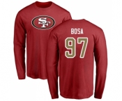 Football San Francisco 49ers #97 Nick Bosa Red Name & Number Logo Long Sleeve T-Shirt