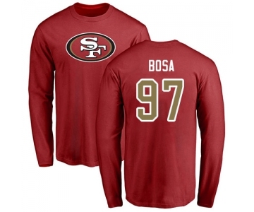 Football San Francisco 49ers #97 Nick Bosa Red Name & Number Logo Long Sleeve T-Shirt