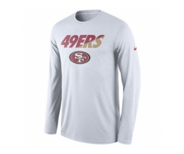Men's San Francisco 49ers Nike White Legend Staff Practice Long Sleeves Performance T-Shirt