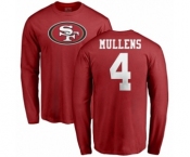 NFL Nike San Francisco 49ers #4 Nick Mullens Red Name & Number Logo Long Sleeve T-Shirt