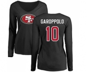 Football Women's San Francisco 49ers #10 Jimmy Garoppolo Black Name & Number Logo Long Sleeve T-Shirt