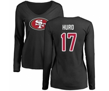 Football Women's San Francisco 49ers #17 Jalen Hurd Black Name & Number Logo Long Sleeve T-Shirt