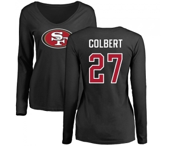 Football Women's San Francisco 49ers #27 Adrian Colbert Black Name & Number Logo Long Sleeve T-Shirt
