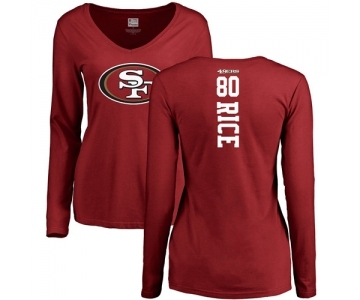 Football Women's San Francisco 49ers #80 Jerry Rice Red Backer Long Sleeve T-Shirt