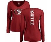 Football Women's San Francisco 49ers #85 George Kittle Red Backer Long Sleeve T-Shirt