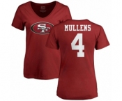 NFL Women's Nike San Francisco 49ers #4 Nick Mullens Red Name & Number Logo T-Shirt