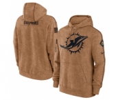 Men's Miami Dolphins 2023 Brown Salute to Service Pullover Hoodie