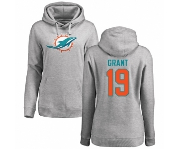 NFL Women's Nike Miami Dolphins #19 Jakeem Grant Ash Name & Number Logo Pullover Hoodie